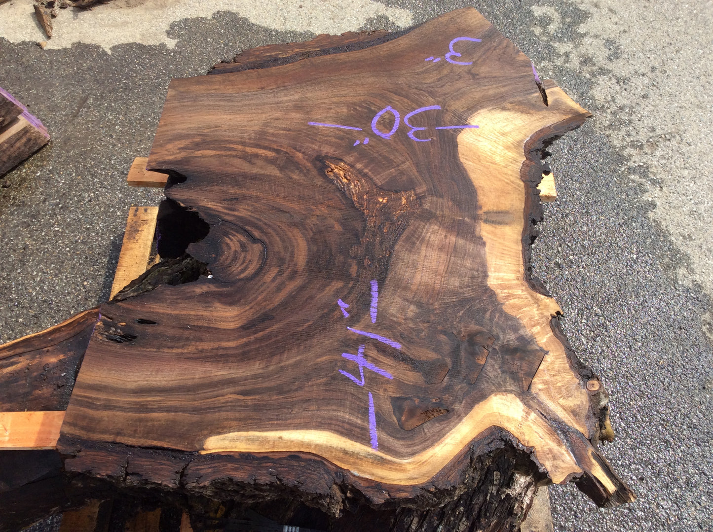 Claro Walnut, Nice figure rot inclusion