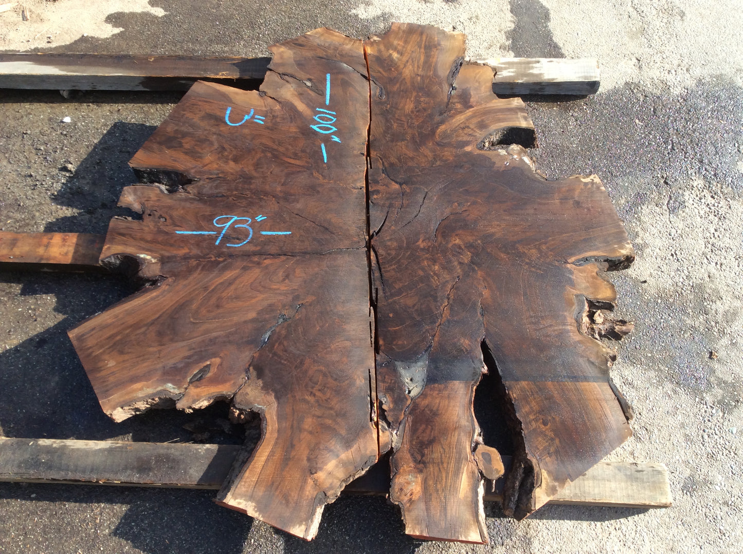 Claro Walnut, Dark oval root burl