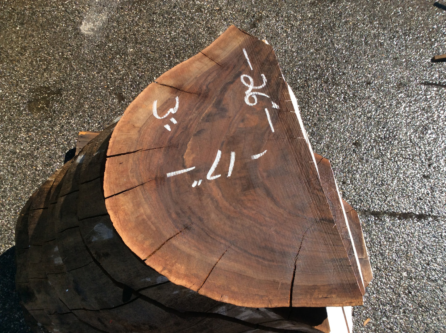 Claro Walnut, Large cracks on outside nice color