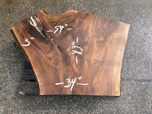 Claro Walnut, Black streaks crack in upper left corner