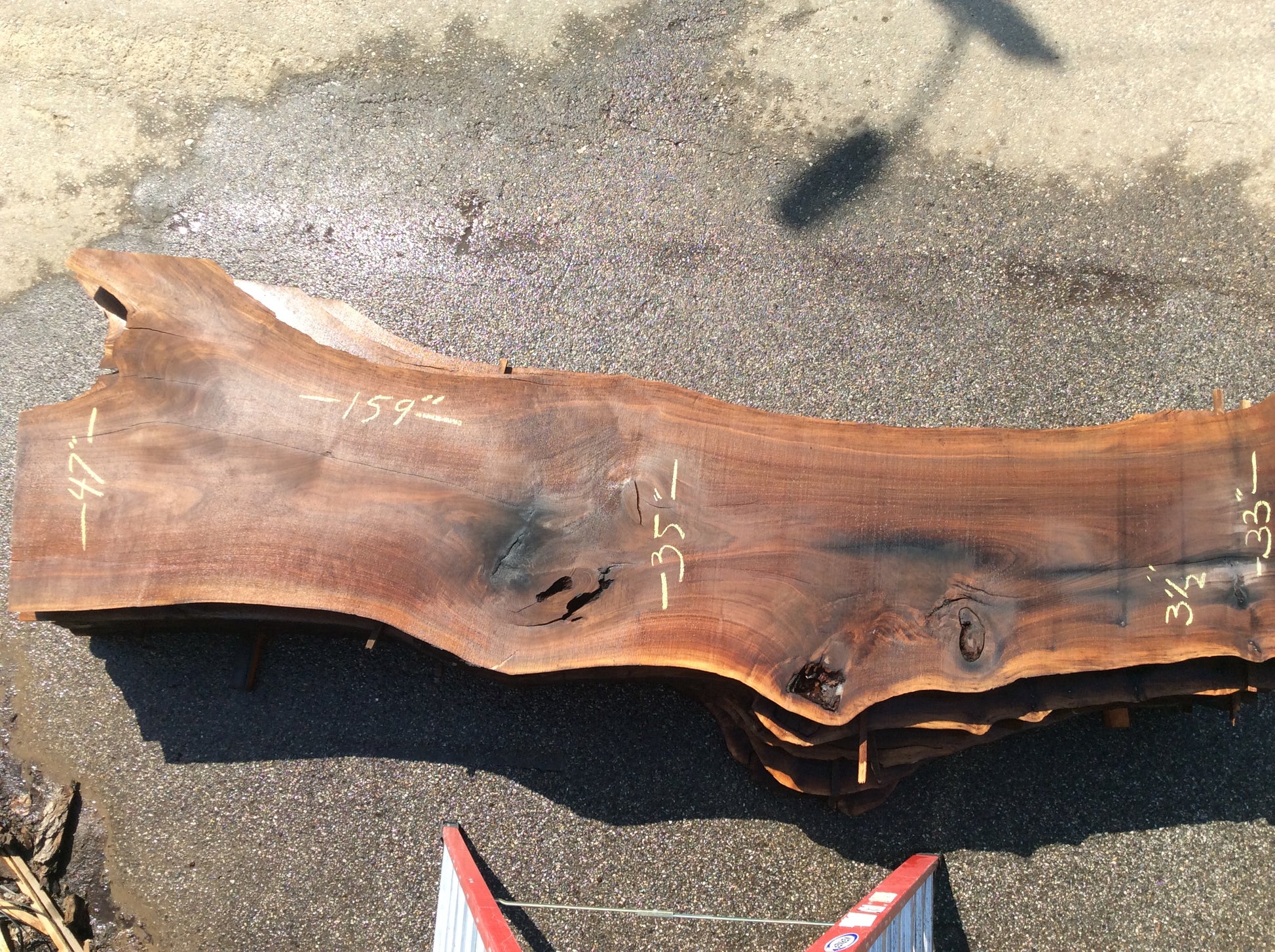 Claro Walnut, Large knot inclusions iron staining